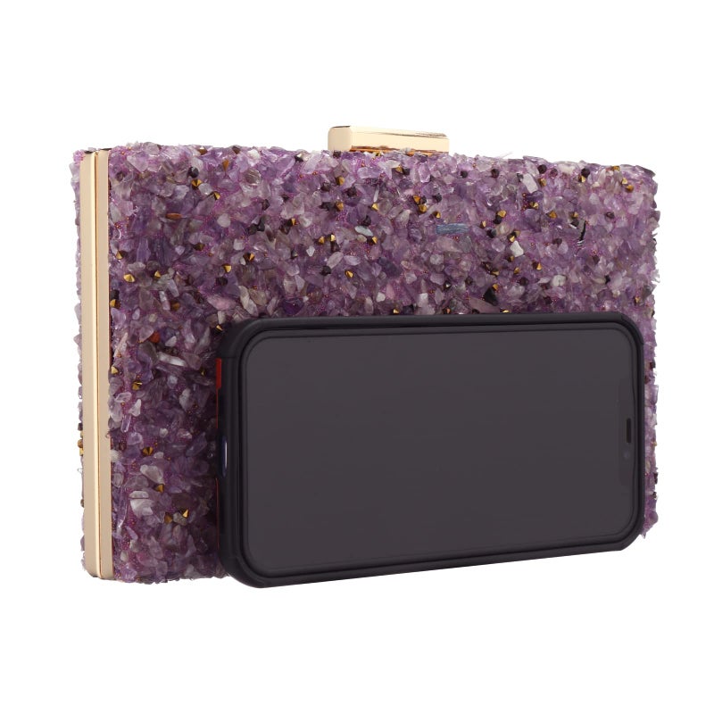 EROUGE Purple Clutch Purses for Women Elegant Lavender Evening Purse for Wedding Party - Image 5